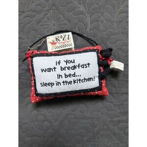 The Razz Bearies Small Hanging Pillow - If you want breakfast in bed NWT Collect
